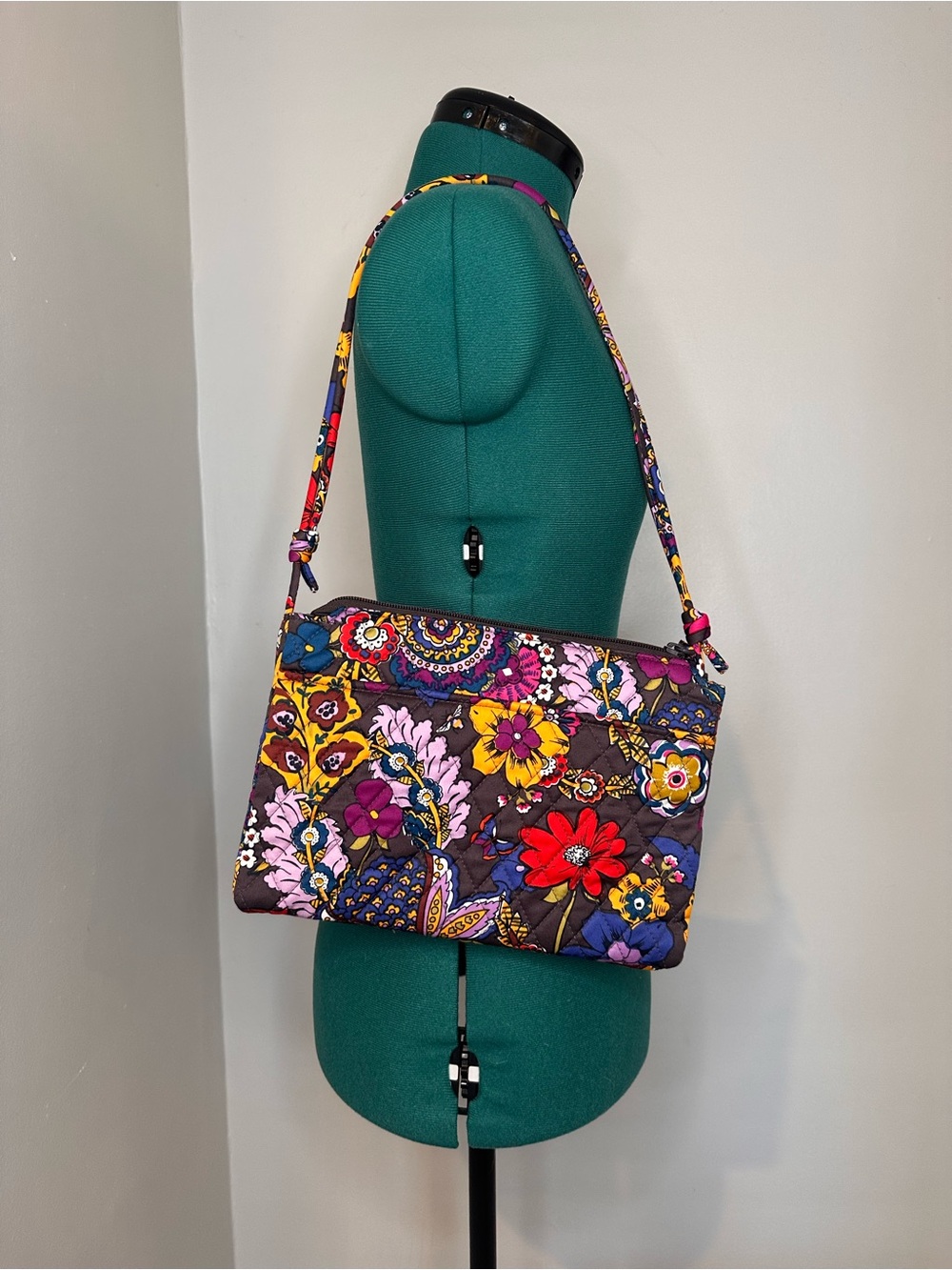 Vera Bradley Quilted Shoulder Bag in Purple, Red, Yellow & Pink Floral